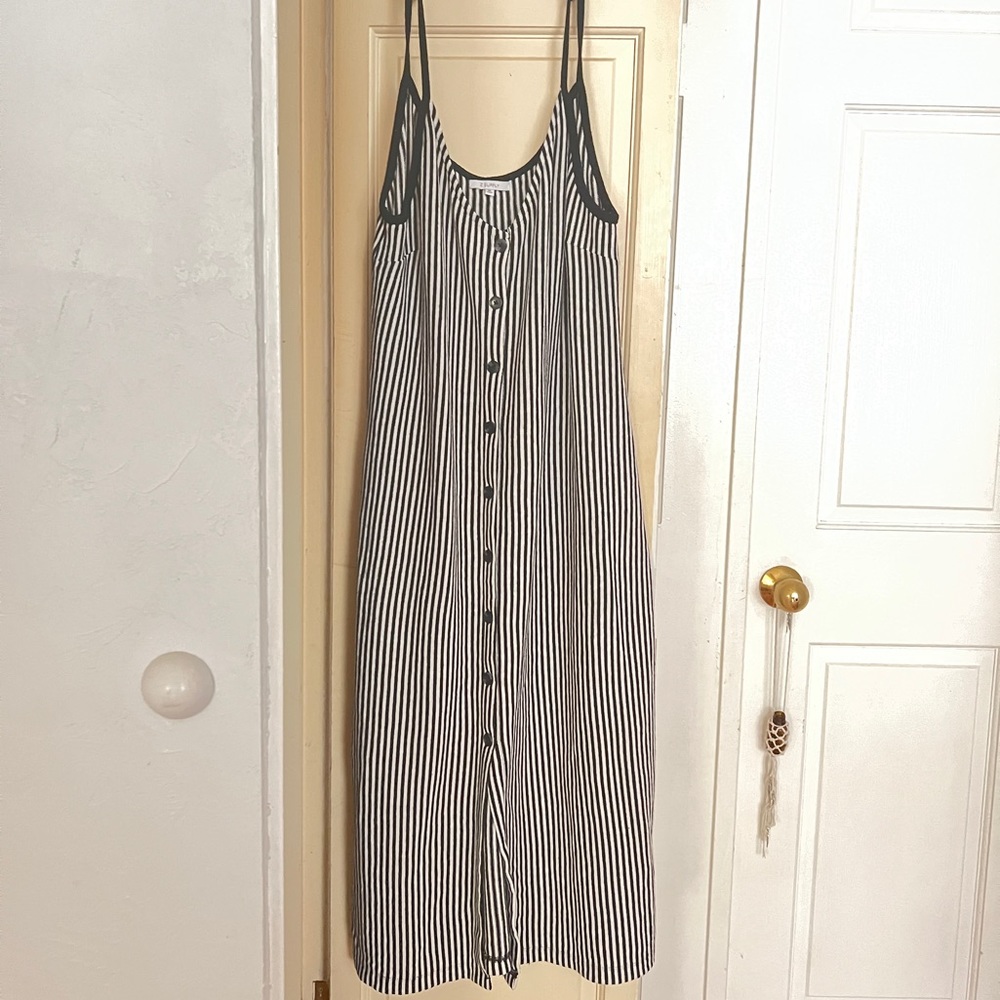 Black and white striped midi dress